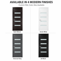 Porte d'entrée moderne anti-effraction avec insert en verre dépoli et finition bois pour maison, villa, appartement – Vente en gros directe usine