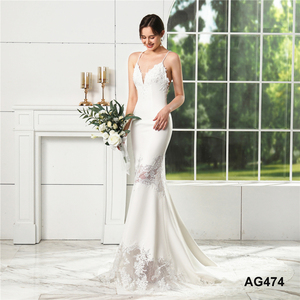 Vente des fournisseurs <span class=keywords><strong>2023</strong></span> <span class=keywords><strong>Robe</strong></span> de mariée de luxe de marque de créateur, dos en dentelle transparente croisée, élégante, pour <span class=keywords><strong>mariage</strong></span> <span class=keywords><strong>civil</strong></span>, blanche, coupe sirène - Product Image 2