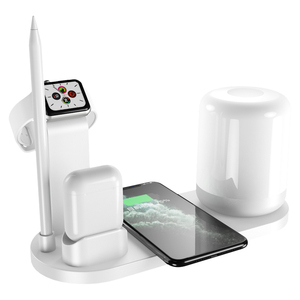 Lámpara de Escritorio <span class=keywords><strong>con</strong></span> Cargador Inalámbrico 5 en 1 <span class=keywords><strong>con</strong></span> Puerto USB, Cargador Rápido para iPhone, Samsung, <span class=keywords><strong>Android</strong></span>, <span class=keywords><strong>Compatible</strong></span> <span class=keywords><strong>con</strong></span> Apple Watch y <span class=keywords><strong>AirPods</strong></span> - Product Image 1