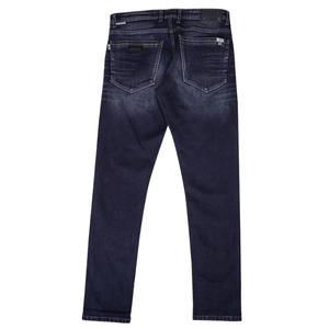 Jeans en denim stretch taille mi-haute pour homme, lavage bleu foncé, pantalon décontracté hip-hop, vente en gros, usine OEM - Product Image 5