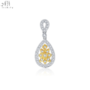 Proveedor de Hong Kong, Joyería Fina de Diseño Vintage Único y Elegante, Colgante de Diamante Natural con Corte Brillante en Oro Blanco y Amarillo Sólido de 18K - Product Image 1
