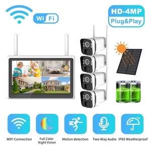 ระบบกล้องวงจรปิด Wi-Fi 4MP 4CH ชุดอุปกรณ์ NVR กล้องเฝ้าระวัง IP พลังงานแสงอาทิตย์พร้อม IP65การตรวจจับการเคลื่อนไหวในเวลากลางคืนสีเต็มรูปแบบ - Product Image 1