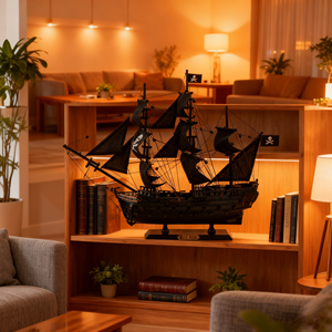 Modelo de Barco Pirata Perla Negra al por Mayor, Decoración Náutica para el Hogar, Barco Holandés Volador Hecho a Mano, Decoración Costera, Maqueta de Barco - Product Image 2