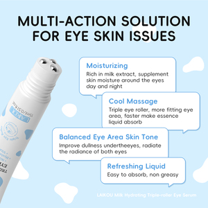 Sérum pour les yeux hydratant au lait LAIKOU avec triple applicateur à bille 15ml – Lisse les rides, atténue les cernes, crème anti-âge pour les yeux - Product Image 5