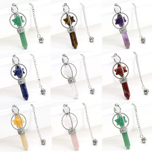 Vente en gros de baguette de pointe Merkaba pendule amplificateur d'énergie pierres de guérison pendentif en cristal pour cadeau de collier religieux - Product Image 2
