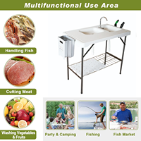 Tables à filet pliantes avec 2 éviers et accessoires de luxe pour camping en plein air pique-nique barbecue fête événement