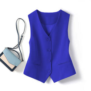 Femmes 2025 printemps et automne nouveau <span class=keywords><strong>gilet</strong></span> décontracté coupe ajustée bleu <span class=keywords><strong>gilet</strong></span> <span class=keywords><strong>court</strong></span> <span class=keywords><strong>petit</strong></span> extérieur empilé costume <span class=keywords><strong>gilet</strong></span> pour vêtements extérieur1230 - Product Image 1