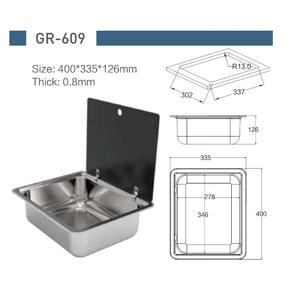 Évier en acier inoxydable GR-609A avec couvercle en verre trempé 400*335*126 mm pour camping-cars et yachts, usage maritime - Product Image 3