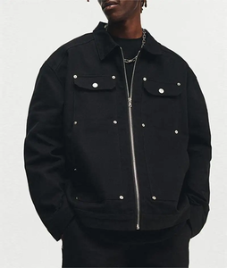 Nouvel arrivage de <span class=keywords><strong>veste</strong></span> universitaire surdimensionnée à fermeture éclair avec logo personnalisé pour hommes <span class=keywords><strong>veste</strong></span> punk pour hommes noire avec rivet et <span class=keywords><strong>bosse</strong></span> pour ongles - Product Image 5