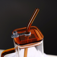 Mug en verre carré de 400 ml, best-seller, avec couvercle et paille