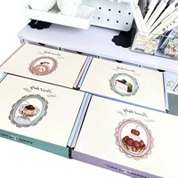 Boîte rigide en papier écologique avec impression vintage de desserts français, laminage mat et gaufrage, pour emballage cadeau personnalisé en couleur