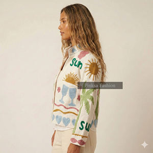 เสื้อแจ็คเก็ตวาร์ซิตี้ผ้ากำมะหยี่ถักลายดอกไม้สไตล์โบฮีเมียนสำหรับฤดูใบไม้ร่วงและฤดูหนาว ป้องกันรอยยับ เป็นมิตรกับสิ่งแวดล้อม กันลม ระบายอากาศได้ดี ลายซูซานี - Product Image 2