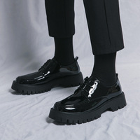 Chaussures habillées Oxford en cuir pour hommes, style coréen, à lacets, élégantes, pour affaires, à semelle épaisse