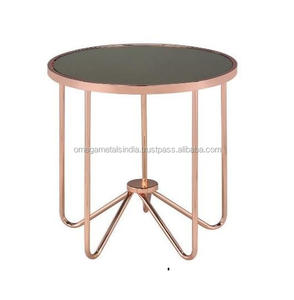 Table basse de luxe moderne avec finition or rose et dessus en marbre pour décoration de salon en métal de haute qualité - Product Image 1