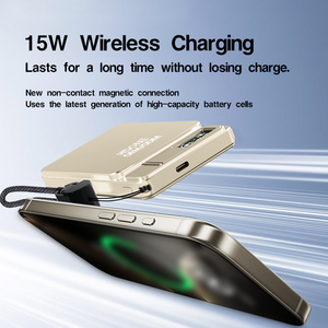 Batería Externa Inalámbrica Magnética Ultra Delgada de Aleación de Aluminio F21 de 10000 mAh con Tecnología de Carga Rápida de 15 W y Diseño con Soporte Integrado - Product Image 2
