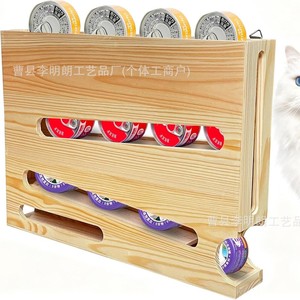 Wooden Pet Can Rack Solid Wood Storage Holder Standing Type For Cat Food Cans Household Organization - Product Image 2