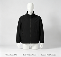 Veste Softshell Homme Personnalisée Nouvelle Collection Automne – Vêtement de Sport Tendance à Manches Longues, Col Montant et Fermeture Éclair pour Activités de Plein Air