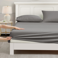 Parure de draps de luxe 100 % fibre de bambou 300TC, tissée, rafraîchissante, biologique, toutes saisons, 4 pièces avec taies d'oreiller, pour la maison et les hôtels