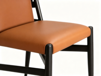 Chaise de restaurant, revêtement en cuir pleine fleur, structure en fer, chaise d'appoint commerciale de style mid-century pour café, bistrot, hôtel