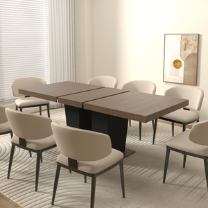 <span class=keywords><strong>Table</strong></span> <span class=keywords><strong>de</strong></span> salle à manger extensible pour 4 à 10 personnes, <span class=keywords><strong>table</strong></span> <span class=keywords><strong>de</strong></span> cuisine transformable en bois avec base à double piétement robuste noire - Product Image 1