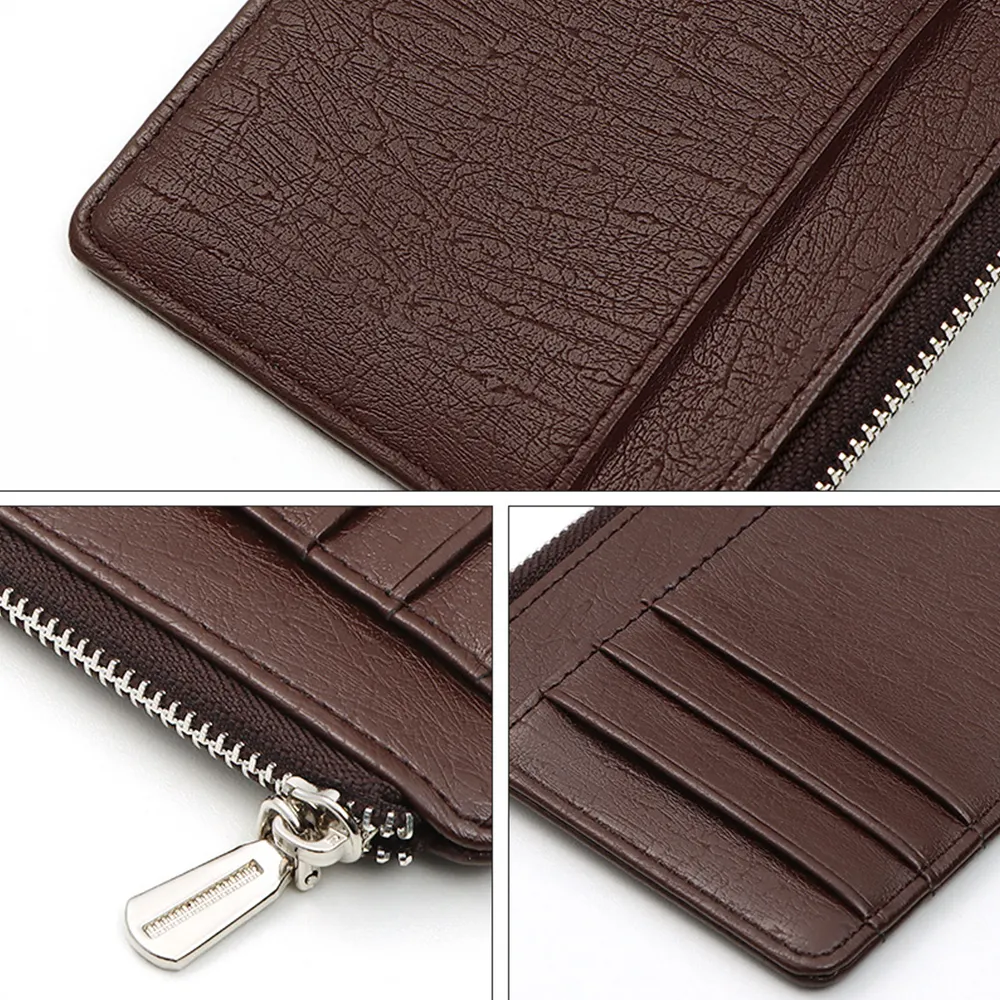 2023 Genuine Leather card Wallets RFID Men's Wallet with zipper coin pocket male slim Money Card Holder