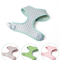 Harnais pour chien à carreaux imprimé sur mesure, réglable, souple et extensible, à porter par-dessus la tête, avec laisse assortie en option, OEM