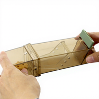 Piège à souris réutilisable en plastique transparent brun, boîte de capture vivante, trois capacités pour la lutte antiparasitaire résidentielle