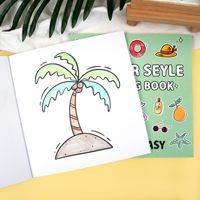 Libro para Colorear de Estilo Acuarela de Verano para Niños, 40 Dibujos Animados Frescos, para Niños de 4 Años, Fácil de Colorear