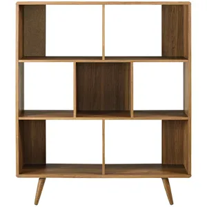 Libreria, libreria geometrica in legno con portaoggetti 7 cubi, esposizione ripiani sfalsati con spazio aperto per camera studio Book case - Product Image 4