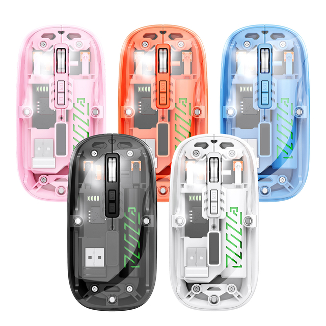 Factory Price 500mAh 2.4G+ BT5.2 Dual Mode Optical Wireless Mouse 1600DPI Rechargeable Gaming Mouse Power Display Waterproof