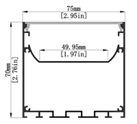 Profilé en aluminium LED avec diffuseur, embouts et clips pour bande LED 75*70 mm