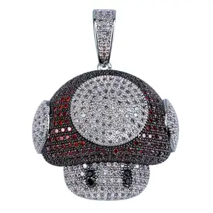 Fashion Cartoon Mushroom Pendant Hip Hop Jewelry Personalized Men and Women Personality Full Iced Out Diamond Zircon Necklace