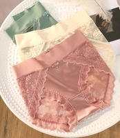Sous-vêtements en dentelle pour femmes, en soie glacée fine et satinée, sans couture, taille mi-haute, sexy, amincissants et rehausseurs de hanches, grandes tailles