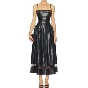Robe midi en dentelle personnalisée de haute qualité pour femmes, avec fermeture éclair dissimulée au dos, sans manches, taille cintrée, pour femme - Product Image 1