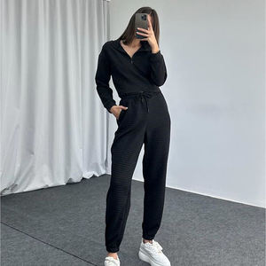 Ensemble survêtement personnalisé de jogging pour femmes, sweat-shirt à capuche uni 2 pièces en polaire épaisse automne hiver pantalon de survêtement de jogging costume/ - Product Image 3