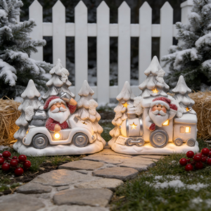 Luces <span class=keywords><strong>de</strong></span> Gnomo <span class=keywords><strong>de</strong></span> Santa Claus y <span class=keywords><strong>Muñeco</strong></span> <span class=keywords><strong>de</strong></span> <span class=keywords><strong>Nieve</strong></span> Pintadas en Terracota - Adornos Decorativos Navideños para el Hogar con Brillo LED - Product Image 4