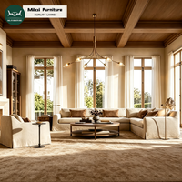 Ensemble de canapés sectionnels modernes à cinq places, design monastique pour hall d'hôtel, canapé en forme de L, cadre en bois massif artisanal, meubles sur mesure
