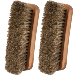 <span class=keywords><strong>Brosse</strong></span> à poils de cheval concave professionnelle Yuansheng pour chaussures et bottes - 100% poils naturels doux, écologique, manche en bois ergonomique - Product Image 1