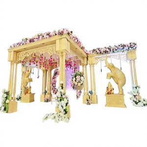 ที่น่าตื่นตาตื่นใจสามเสางานแต่งงาน vidhi mandap USA ดีงาม Ganesha ธีมงานแต่งงาน mandapam ไม้แบบดั้งเดิมดู FRP mandaps - Product Image 1