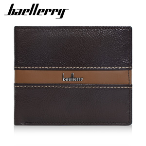 กระเป๋าสตางค์หนังแท้สำหรับผู้ชายแบรนด์ Baeleerry ขนาด 5 นิ้ว แบบพับได้ ใส่บัตรได้หลายใบ สีดำกาแฟ พร้อมการเย็บตะเข็บสีตัดกัน - Product Image 5
