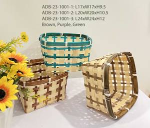 Cheap Hand Woven Checkered Pattern Bamboo Storage <b>Baskets</b> in Three Sizes for Pantry Ready to Export - Product Image 4