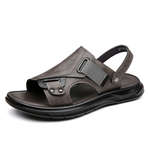Men's Summer Open Toe <b>Slides</b> Casual Rubber Outsole EVA Midsole PU Lining Solid Color Slip-On Sandals - Product Image 5