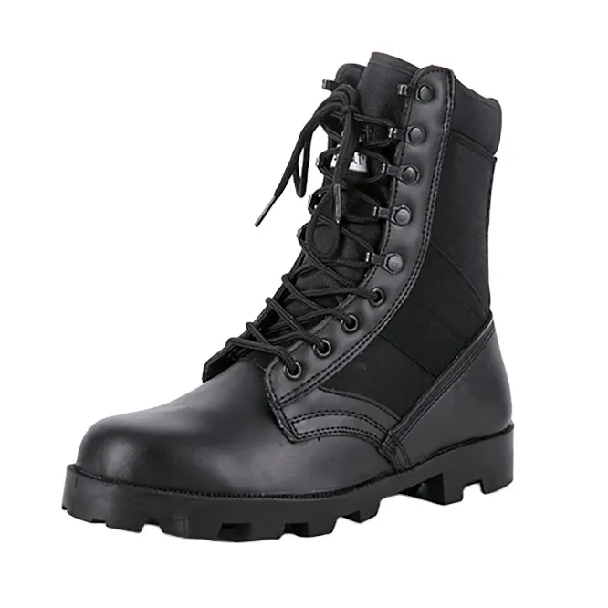 Manufacturer Supply Cheap Black Leather With Side Zipper Tactical Boots for Men