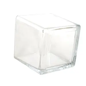 Machine Made Clear Glass Square Flower Vase Glass Vase For Water Planting