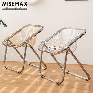 WISEMAX FURNITURE-Silla de ocio colorida transparente vintage, muebles de fiesta plegables, tienda de café, silla de comedor de plástico - Product Image 2
