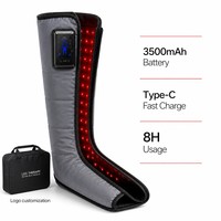 Masseur de jambes à compression d'air avec écran tactile, 6 chambres, chaleur, sans fil, type C
