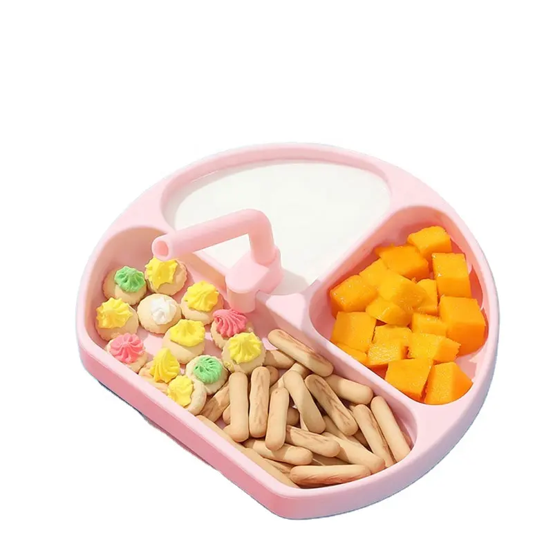 어린이 먹이 접시 미끄럼 방지 아기 음식 먹이 그릇 아기 요리 실리콘 흡입 귀여운 접시