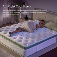 Matelas Queen COSTFULL 12 pouces hybride mousse à mémoire de forme et ressorts ensachés, fermeté moyenne, design moderne, garantie 10 ans, durable, pour école