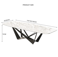 Homtom — ensemble de table en marbre, pieds de table en métal, table à manger et chaise, de forme rectangulaire, italien