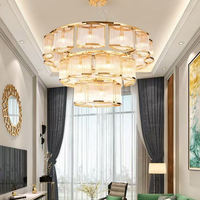Lustre LED moderne de luxe en cristal doré DUOMEIJU pour hôtel, éclairage suspendu à hauteur réglable avec angle de faisceau de 360°